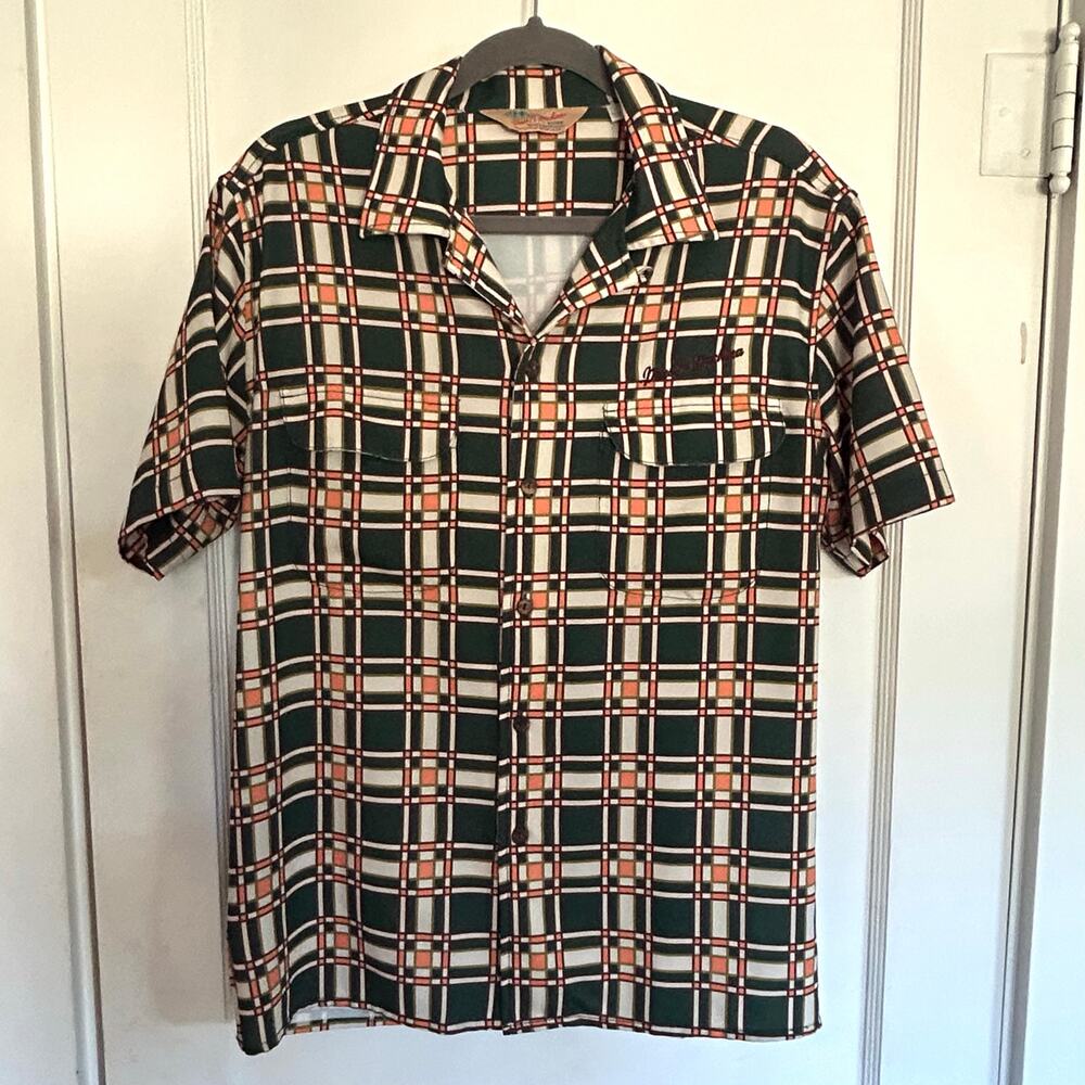 Deus Ex Machina Men’s Large Plaid Button Shirt Retro Short Sleeve